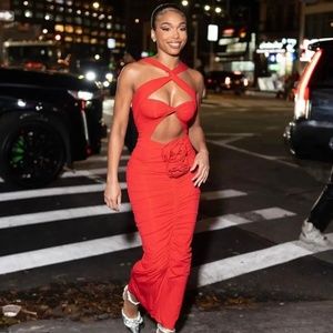 Red Rose Cutout Dress